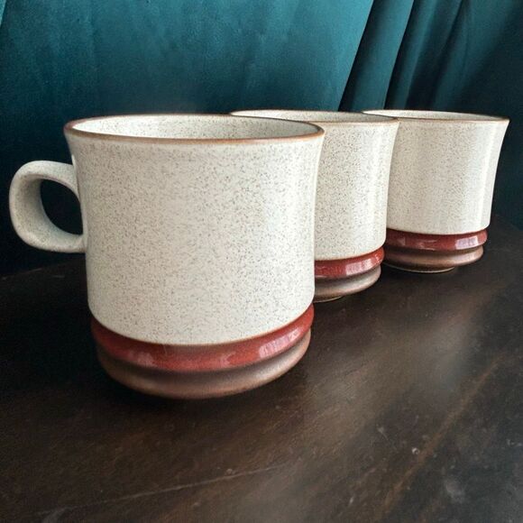 3 Denby England Potter's Wheel Red Rust Speckled Coffee Cup Mug - Picture 3 of 8